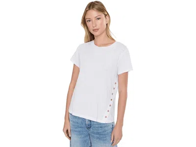 Elliott Lauren Upper Deck - Short Sleeve Tee With Assymetrical Side Button Detail Women's T Shirt White: Xs