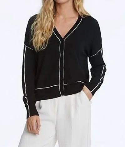 Elliott Lauren V-neck Cardigan In Black/white In Multi