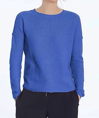 Elliott Lauren Waffle Stitch Drop Shoulder Sweater In Sapphire In Blue