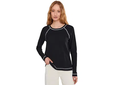 Elliott Lauren Waffle Stitch Raglan Sweater In Black