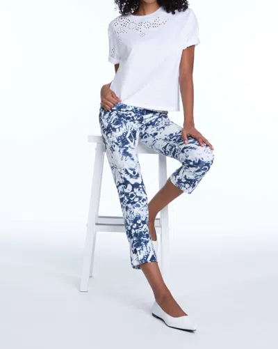 Elliott Lauren Watercolor Print Pant In Navy In Blue
