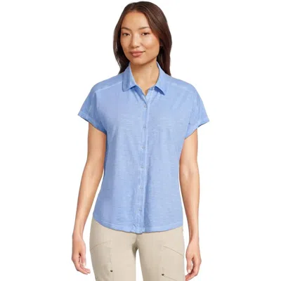 Elliott Lauren Women's  Shirt Blue Enzyme Wash Jersey Short Sleeve Red1305