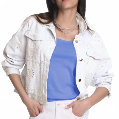 ELLIOTT LAUREN WOMEN'S EYELET JEAN STYLE JACKET IN WHITE