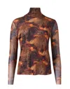 Elliott Lauren Women Long Sleeve Mesh Top In Black/brown/copper In Multi