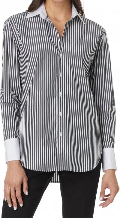 Elliott Lauren Women's Parallel Lines Blouse In Blk/wht In Blue