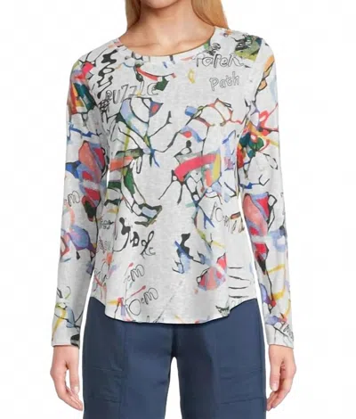 Elliott Lauren Women's Watercolor Printed Top In As In White