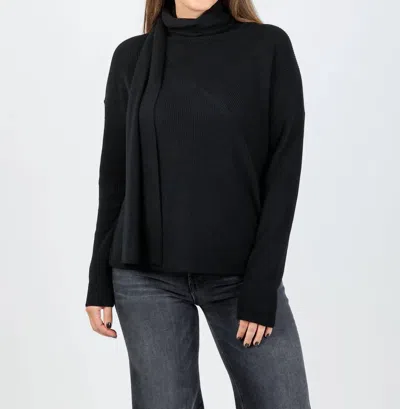 Elliott Lauren Wrap Scarf Sweater In Black