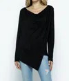 Ellis Cowl Asymmetric Top In Black In Black