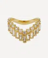 Ellis Mhairi Cameron 14ct Gold Armach Baguette And Round Diamond Extra Large V-shape Scatter Ring In Gold