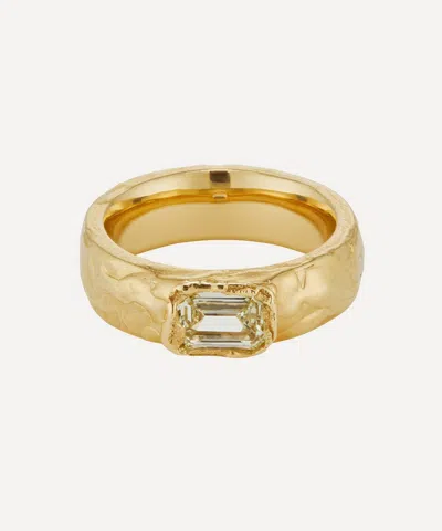 Ellis Mhairi Cameron 14ct Gold Armach Lemon Diamond Wide Ring