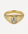 Ellis Mhairi Cameron 14ct Gold Armach Oval White Diamond Engagement Signet Ring In Gold