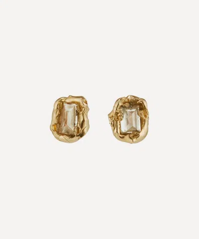 Ellis Mhairi Cameron 14ct Gold Baguette X Lemon Diamond Scatter Small Stud Earrings