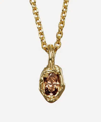 Ellis Mhairi Cameron 14ct Gold Champagne Marquise Diamond Pendant Necklace
