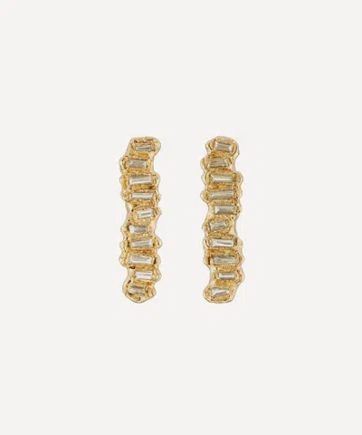 Ellis Mhairi Cameron 14ct Gold Lemon Baguette Diamond Scatter Extra Large Stud Earrings