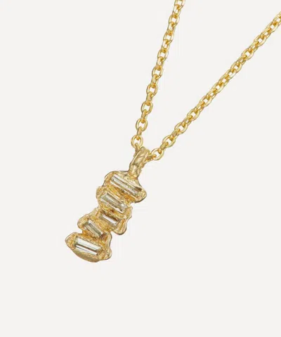 Ellis Mhairi Cameron 14ct Gold Lemon Baguette Diamond Scatter Large Pendant Necklace