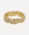 Ellis Mhairi Cameron 14ct Gold Molten White Baguette Diamond Eternity Scatter Ring In Gold