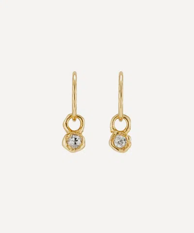 Ellis Mhairi Cameron 14ct Gold Old Cut Diamond Hammered Hoop Earrings