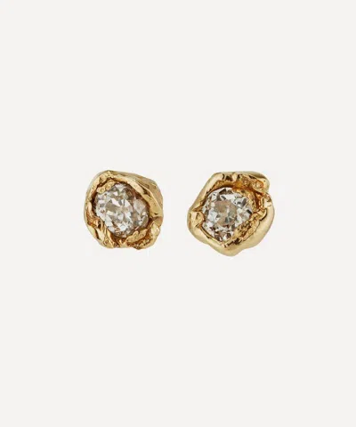 Ellis Mhairi Cameron 14ct Gold V Old Cut Diamond Stud Earrings