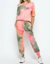 Ellis Riki Tie Dye Jogger Set In Coral Mix In Multi