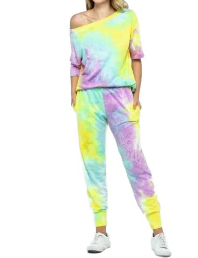 Ellis Riki Tie Dye Jogger Set In Magenta Mix In Multi