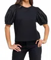 Ellison Brenna Puff Sleeve Sweater In Black In Black