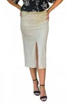 Ellison Ell Slit Denim Skirt In Oat In White