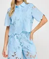 Ellison Rosa Lace Button Front Blouse In Baby Blue In Blue