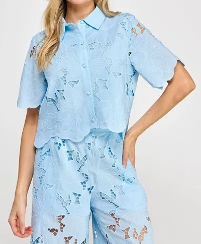 Ellison Floral Lace Blouse In Blue