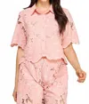 Ellison Floral Lace Blouse In Blush In Pink