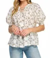 Ellison Flower Print Short Sleeve Peasant Blouse In Multi In Multi