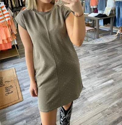 Ellison Glitter Muscle Sleeve Dress In Mocha