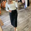 Ellison Leather Midi Skirt In Black