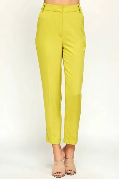 Ellison Lime High Waisted Pants In Lime Green In Yellow
