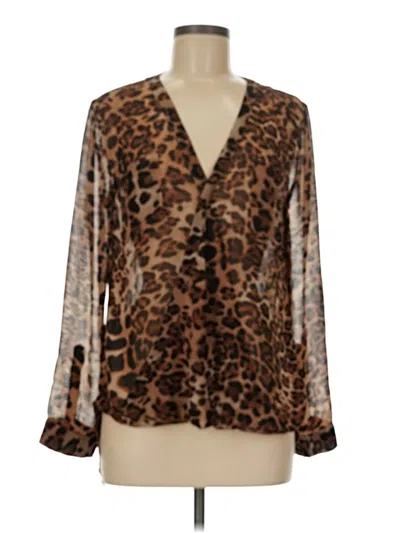 Pre-owned Ellison Long Sleeve Blouse In Brown