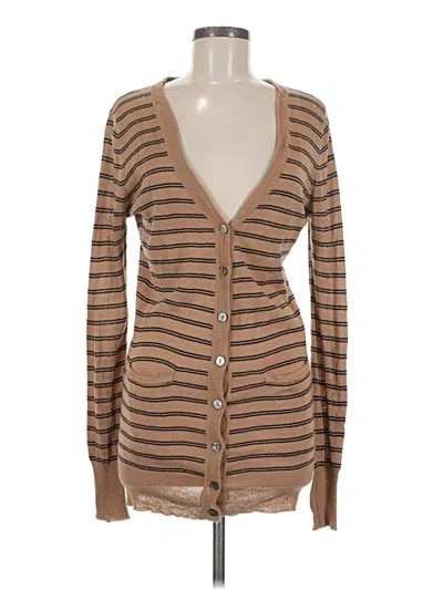 Pre-owned Ellison Long Sleeve Top Brown Plunge Neckline Tops