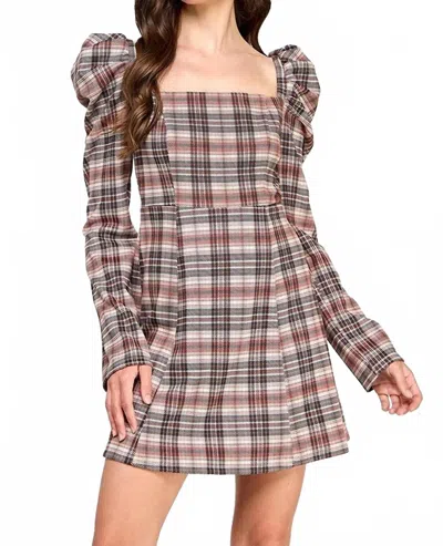 Ellison Lylah Mini Dress In Brown Multi