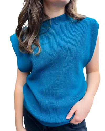 Ellison Mockneck Sweater In Teal In Blue