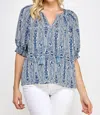 Ellison Paisley Print Peasant Blouse In Blue In Blue
