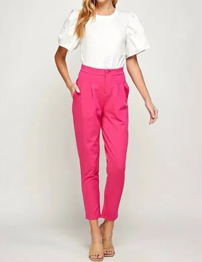 Ellison Pleated Pants In Hot Pink In Multi