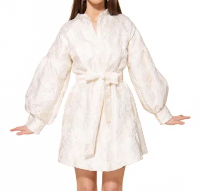Ellison Shimmer Jacquard Dress In Cream In White