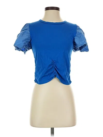 Pre-owned Ellison Short Sleeve Top Blue Keyhole Neckline Tops