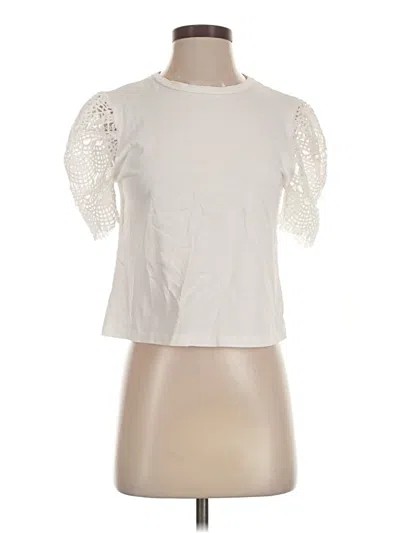 Pre-owned Ellison Short Sleeve Top Ivory Mock Neckline Tops