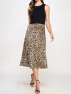Ellison Silky Midi Skirt In Leopard In Multi
