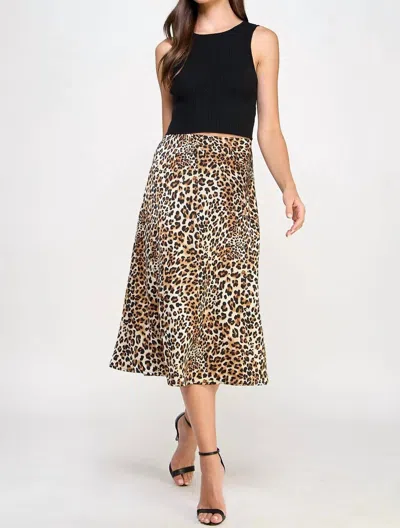 Ellison Silky Midi Skirt In Leopard In Multi