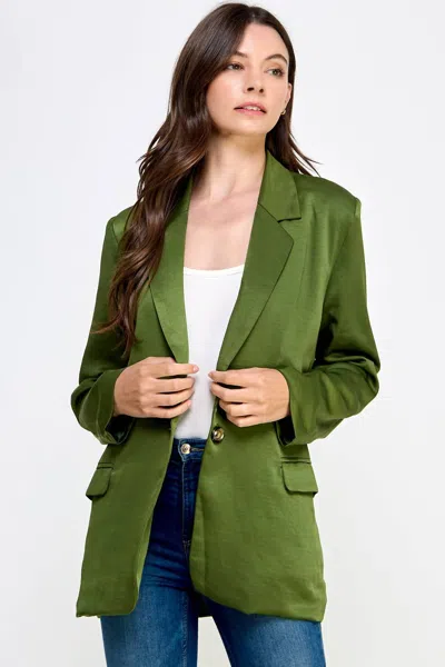 Ellison Single-breasted Oversized Blazer In Olive Green