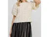 Ellison Textured Top With Bow In Cream In White