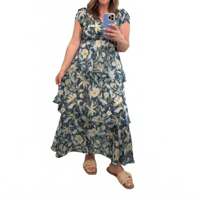 Ellison V-neck Tiered Midi Dress In Navy In Blue