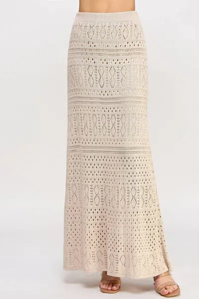 Ellison Women's Knit Crochet Skirt In Taupe In Multi