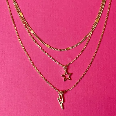Ellison+young Stars & Lightning Triple-layer Charm Necklace In Gold