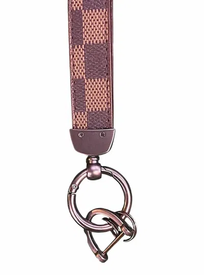 Ellison+young Women's Checkered Faux Leather Keychain With Pewter Hardware In Pattern In Multi